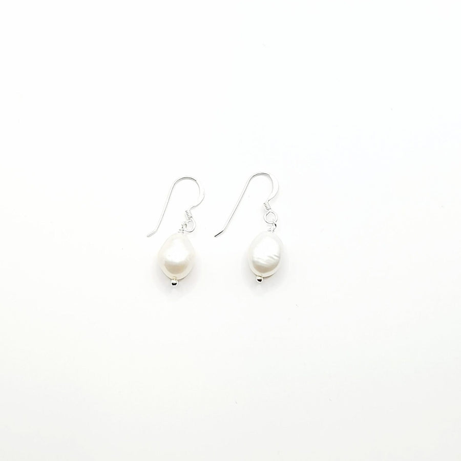 Sterling Silver Earrings - Single Pearl