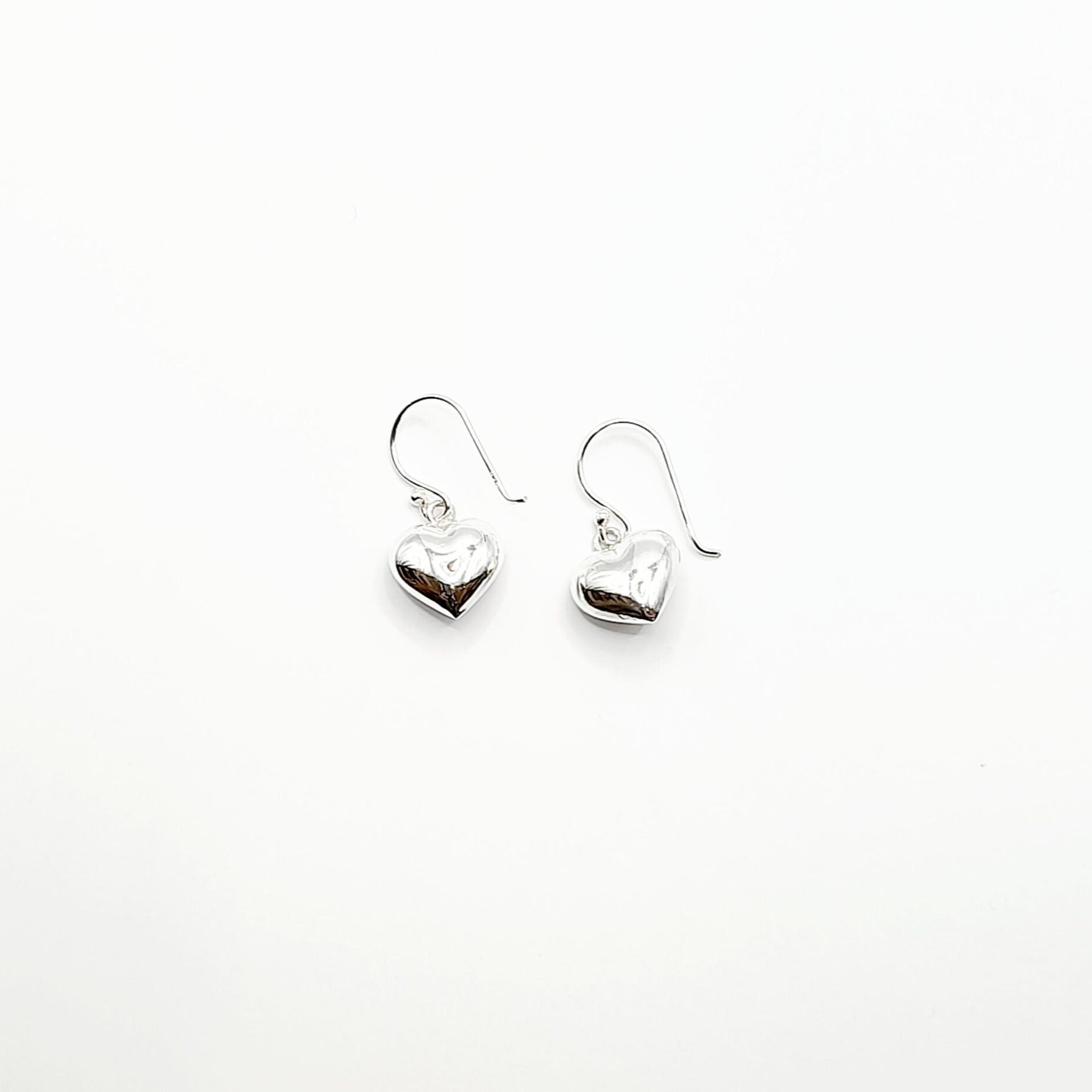 Silver Earrings - Solid Heart Hooks