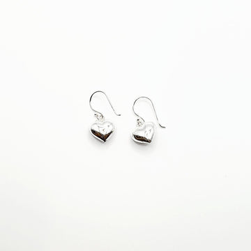 Silver Earrings - Solid Heart Hooks