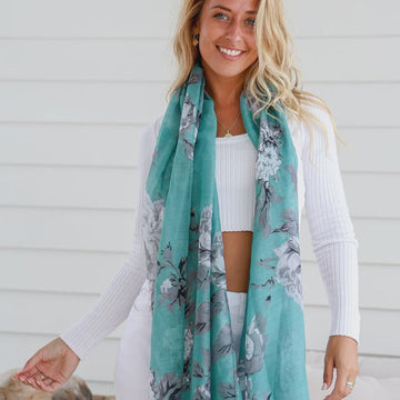 Floral wrap scarf Green