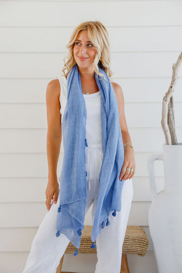 Tassel Scarf - Denim