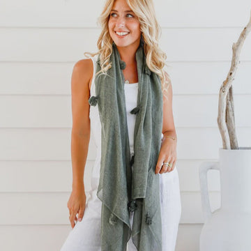 Tassel Scarf - Khaki