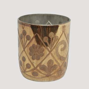 Flower Etched Votive - Copper