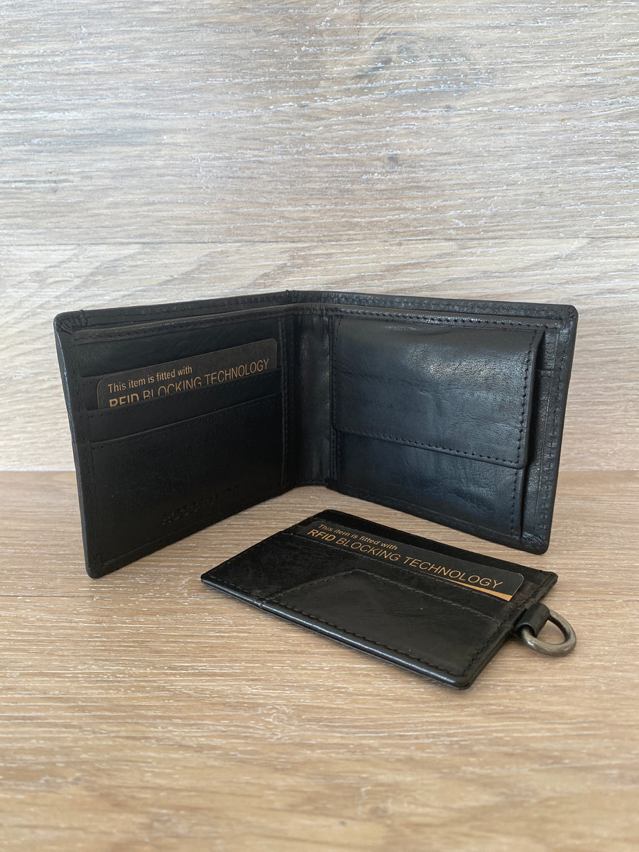 Rugged Hide Leather Wallet Ami - Black | Shelf Home and Gifts