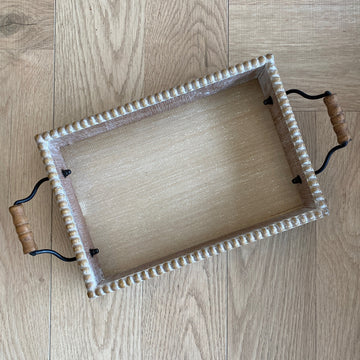 Beaded Wooden Tray with Handles Small | Shelf Home and Gifts