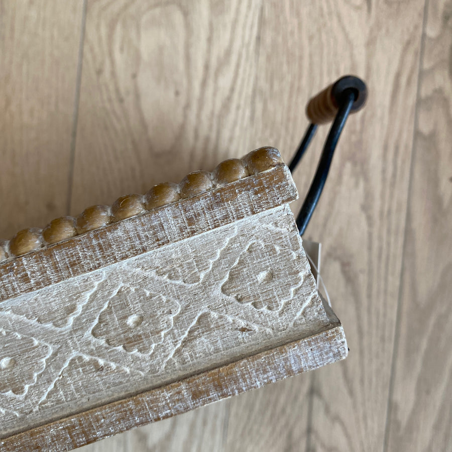 Beaded Wooden Tray with Handles Small | Shelf Home and Gifts