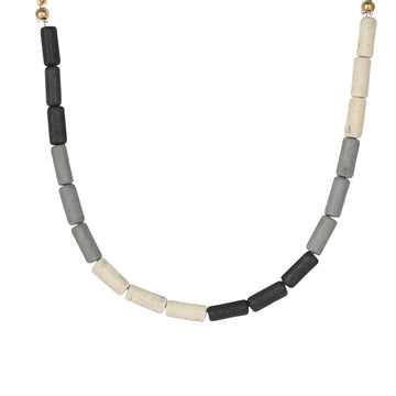 Necklace Gold Chain - Black Grey Cream Coloured Stones