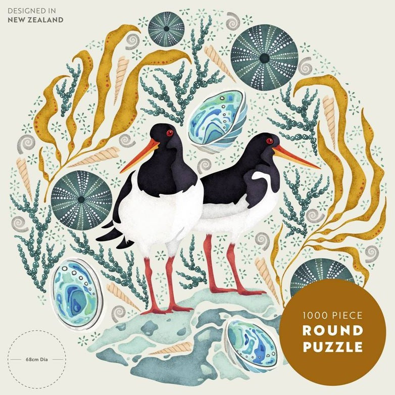 Round Puzzle - Oystercatchers by Catherine Marion