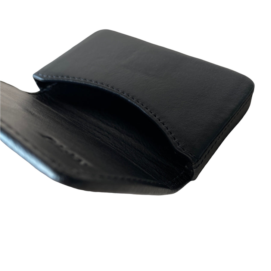 Leather Card Wallet - Black Rugged Hide Ralph Wallet