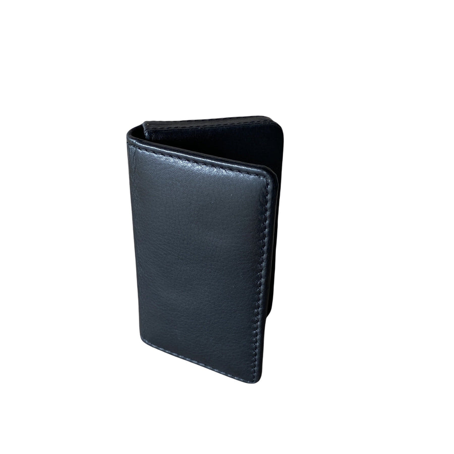 Leather Card Wallet - Black Rugged Hide Ralph Wallet