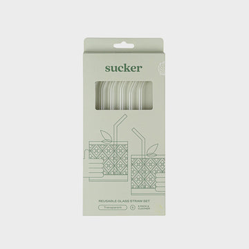 Sucker Reusable Glass Drinking Straws - Clear