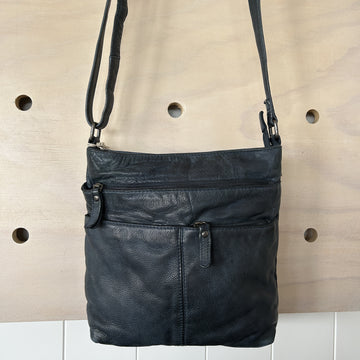 Leather Bag - Michelle Navy Rugged Hide