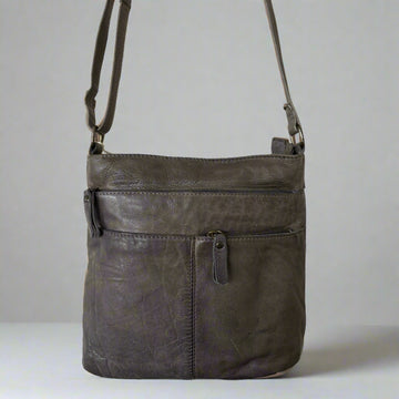 Rugged Hide Leather bag - michelle Taupe