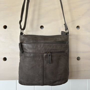 Rugged Hide Leather bag - michelle Taupe