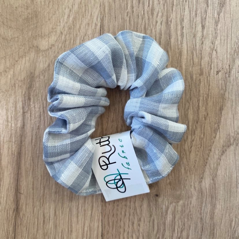 Ruthspatch Gingham Cotton Scrunchies Blue