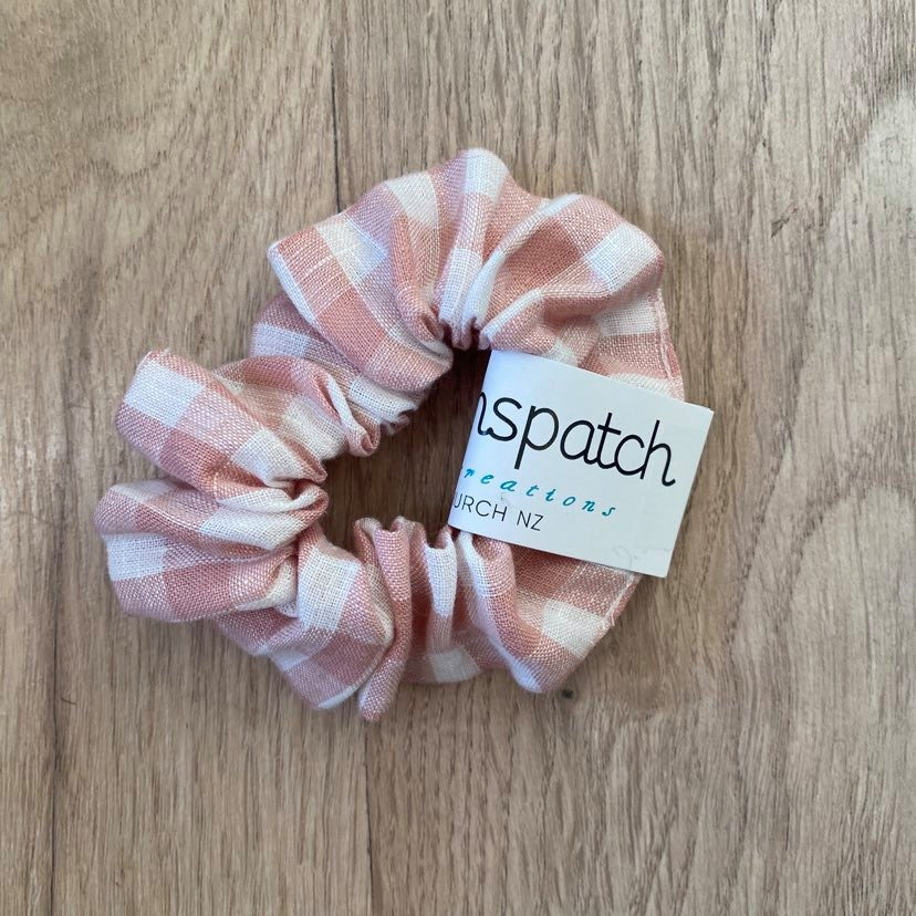Ruthspatch Gingham Cotton Scrunchies Pink