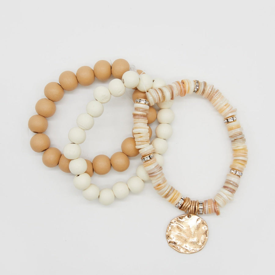 Stella and Gemma Bracelets - Neutral Shell Beads