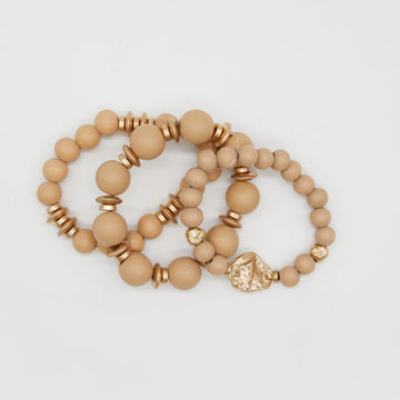 Stella and Gemma Bracelet - Neutral Wood Beads