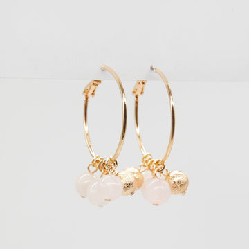 Stella and Gemma Earrings - Gold and Pink Bead Drops