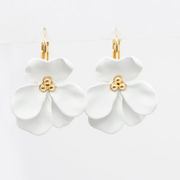 S+G Earrings - Flower Petal Hook | White
