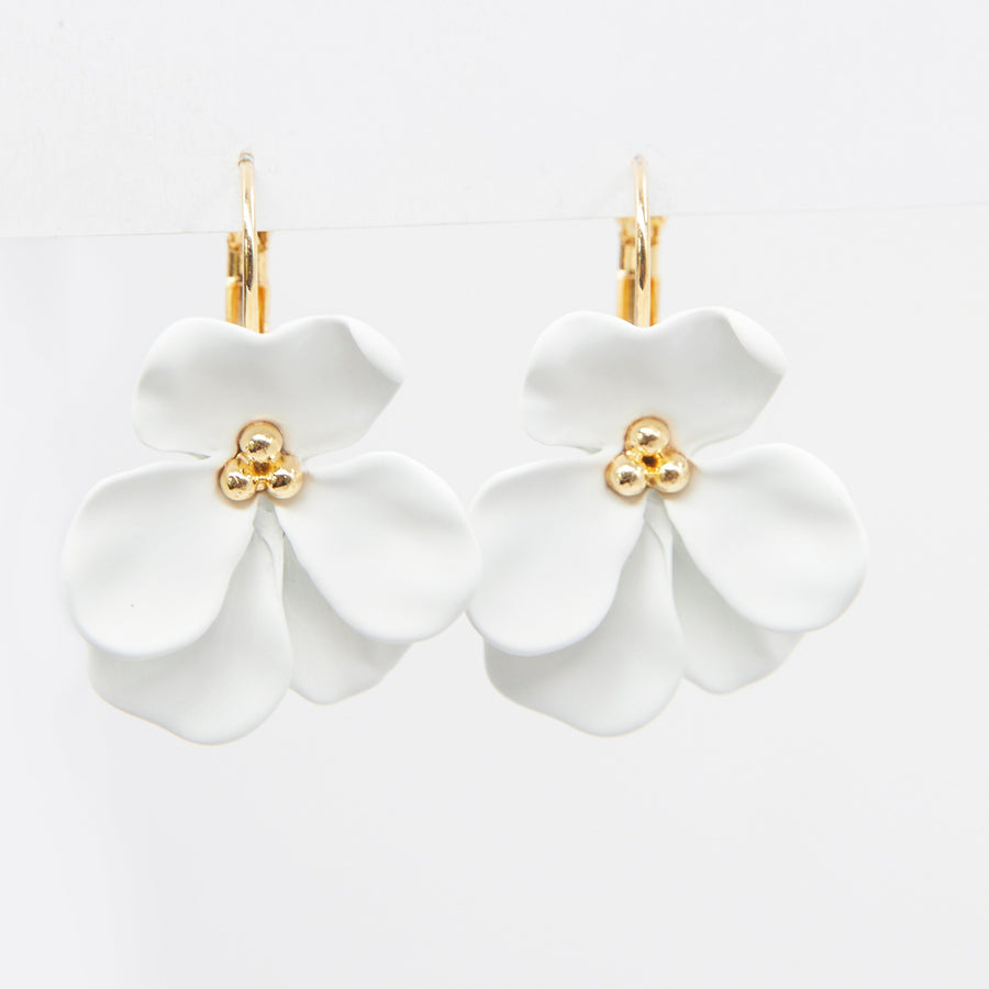 S+G Earrings - Flower Petal Hook | White
