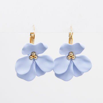 S+G Earrings - Flower Petal Hook | Light Blue