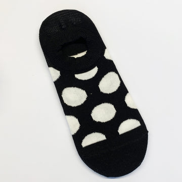 Stella and Gemma - No Show Socks | Black with White Dots