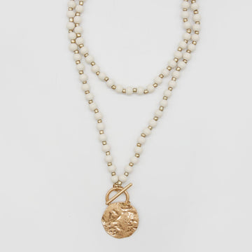 Stella and Gemma Necklace - Double White Bead