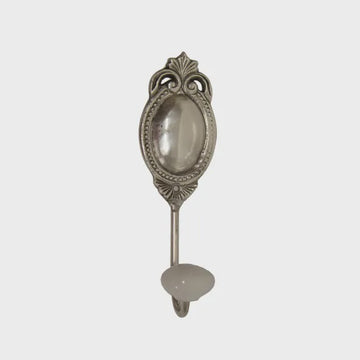 Silver Oval Hook with Beading French Country