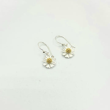 Sterling Silver Earrings - Daisy Drops Gold