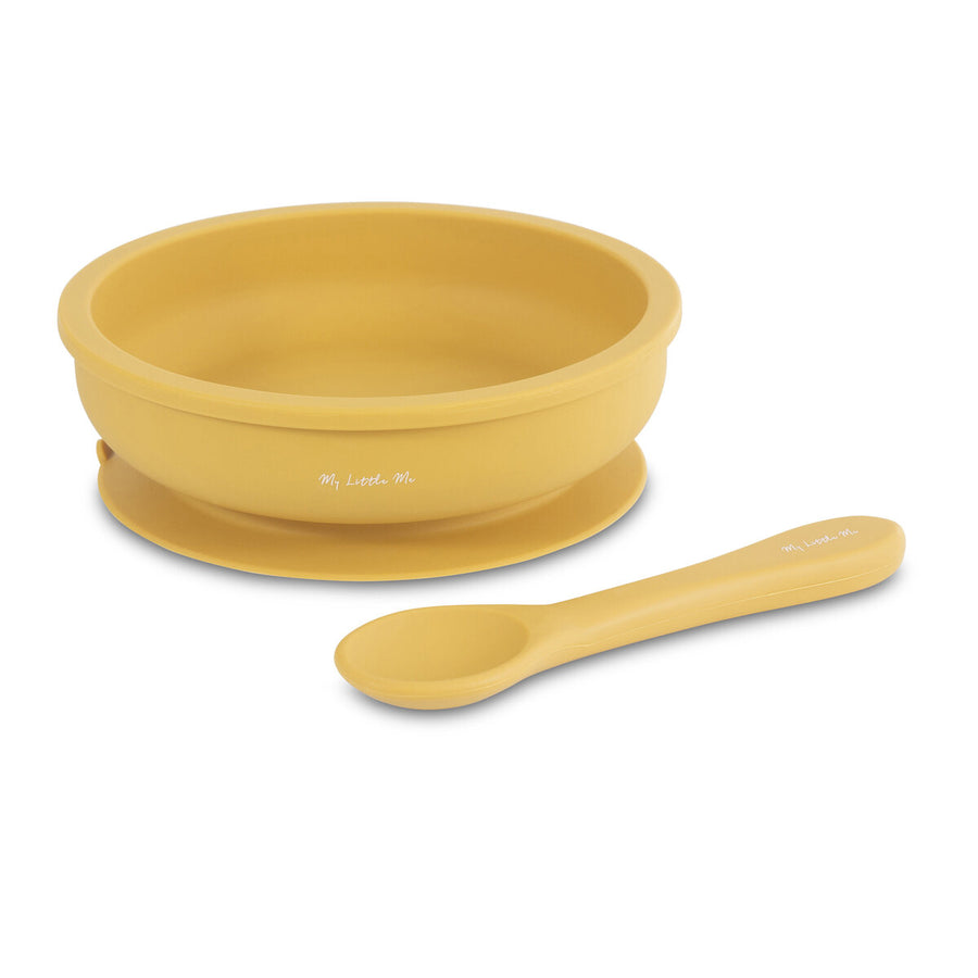 My Little Me suction Plate and spoons set mustard