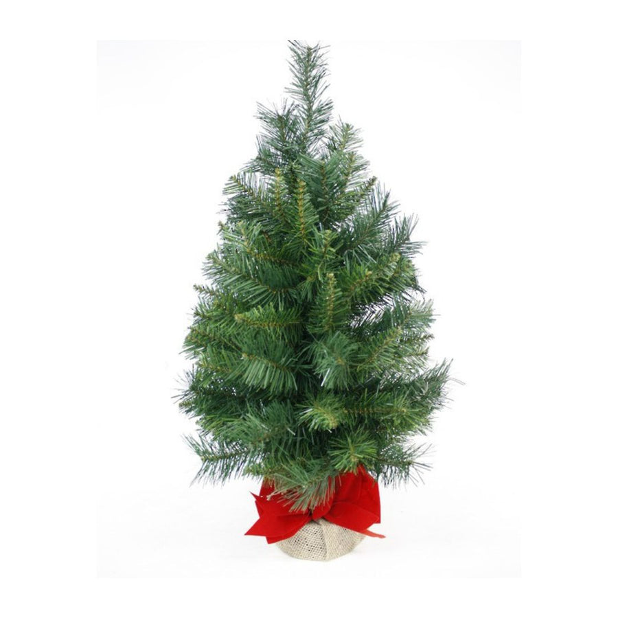 XH372 Table Top Tree w Burlap Base Red Bow