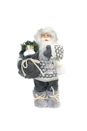Christmas Santa - Grey  with Lantern