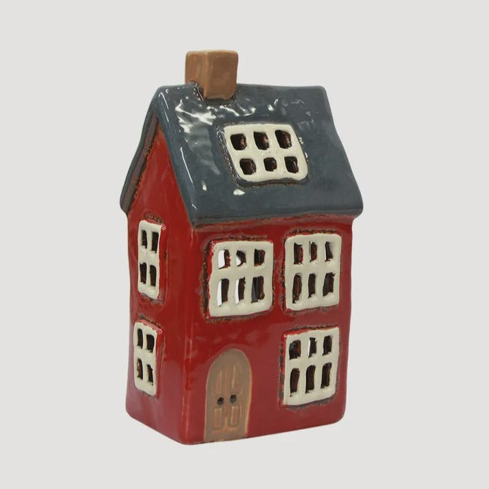 Alsace Tealight House - Red with Navy Roo