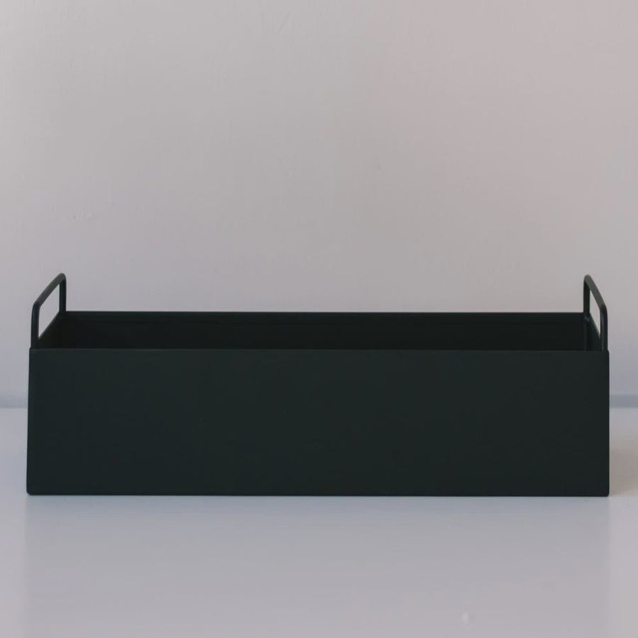 black metal planter box with handles by saffron inc