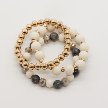 3 strand bracelet in gold, black and white by Stella + Gemma