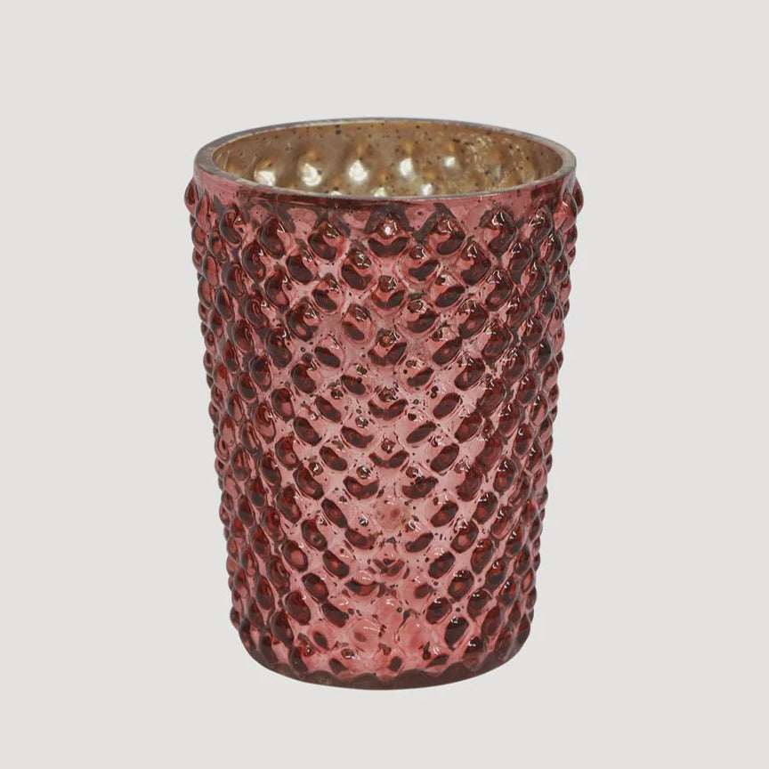 votive textured red glass french country