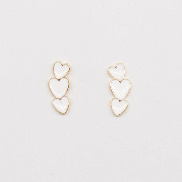 Stella + Gemma - Heart of Hearts Earrings/White