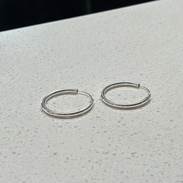 Sterling Silver - 35mm Hoops