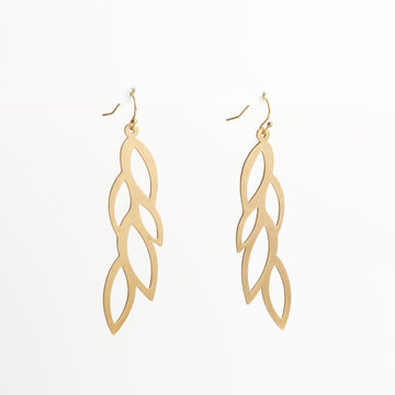 Stella + Gemma - Leaves Drop Earrings Matt Gold