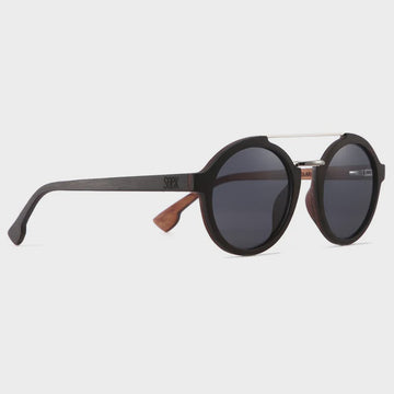 Soek Sunglasses - Lennox - Ebony oak wood frame with black polarized lenses