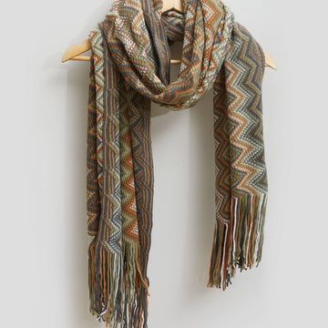 Zigzag pattern with fringe scarf by Stella + Gemma