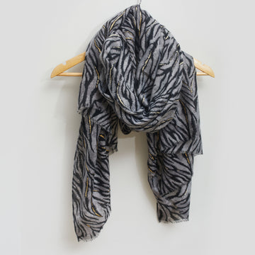 Grey zebra print with gold scarf by Stella + Gemma