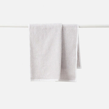 Citta Cotton Stripe Hand Towels Grey and white
