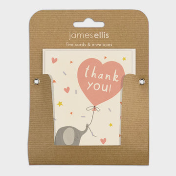 Mini Card Pack of 5 - Thank You Elephant by James Ellis