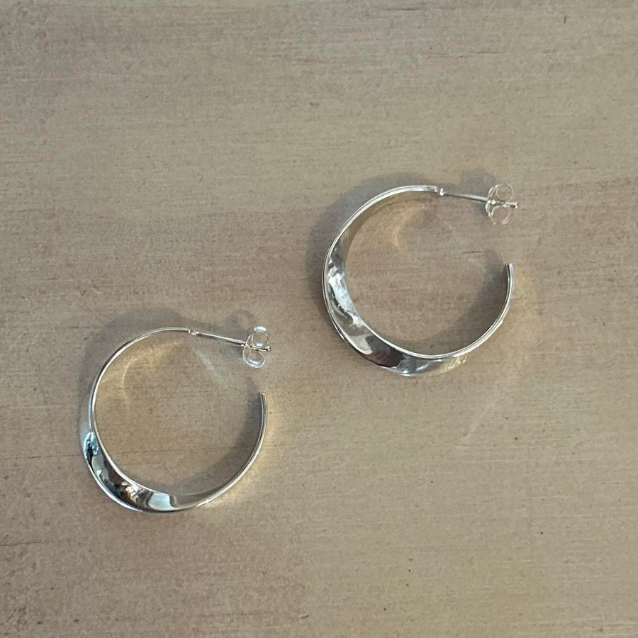 twist hoop silver earrings